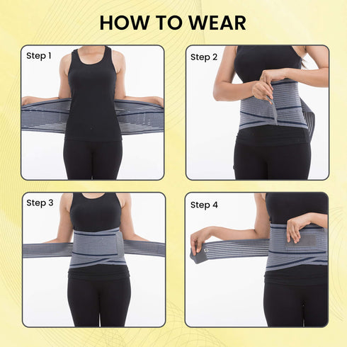 Lumbo Sacral Belt With Double Strapping, Back Support For the Lumbar Spine, Pain Relief, Back Brace for Men and Women, Large, Grey